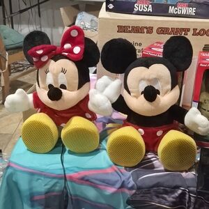 Disney Mickey & Minnie Mouse Speaker Plush Set w/ 2 Power Adapters – As-Is